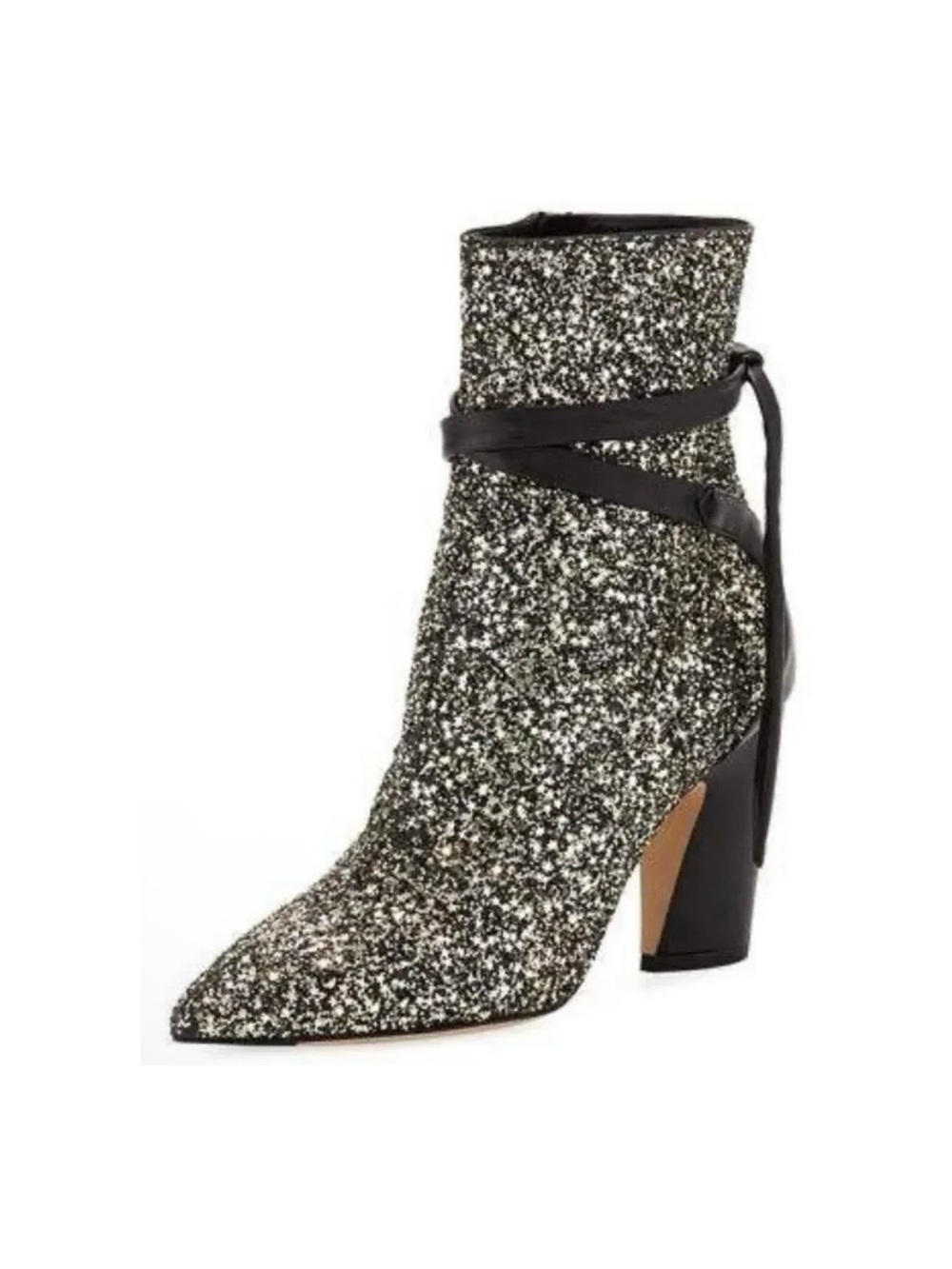 Jimmy Choo Henrietta Glitter Leather Wrap Tie Boots 39